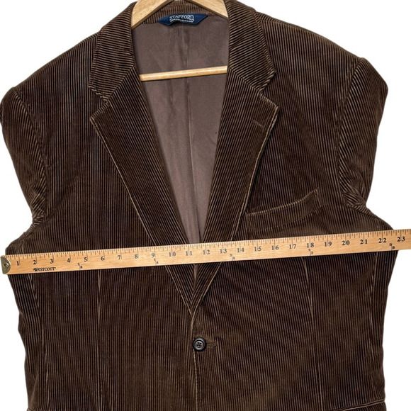 Stafford Men's 44L Corduroy 100% Cotton Blazer Elbow Patches Dinner Jacket Brown - Picture 4 of 9